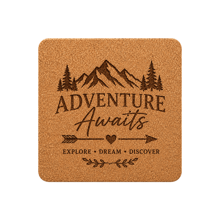 Personalized Wooden Coaster – Custom Laser Engraved Natural Wood, Pine &amp; Cork Drink Coasters