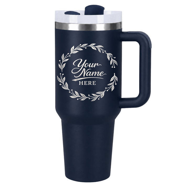 Personalized Laser Engraved 40 oz Stainless Steel Tumbler with Handle