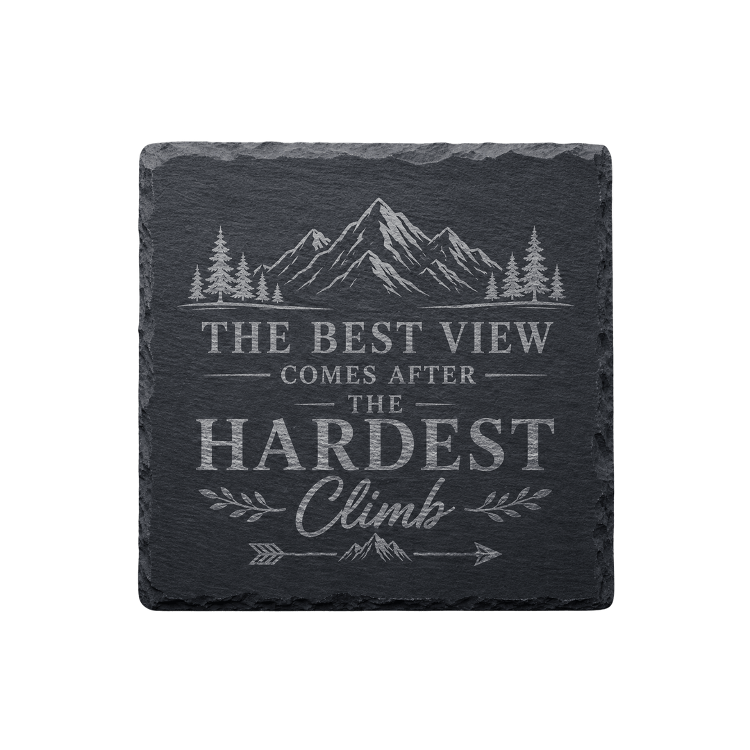 Personalized Natural Slate Coaster – Custom Laser Engraved Stone Drink Coaster