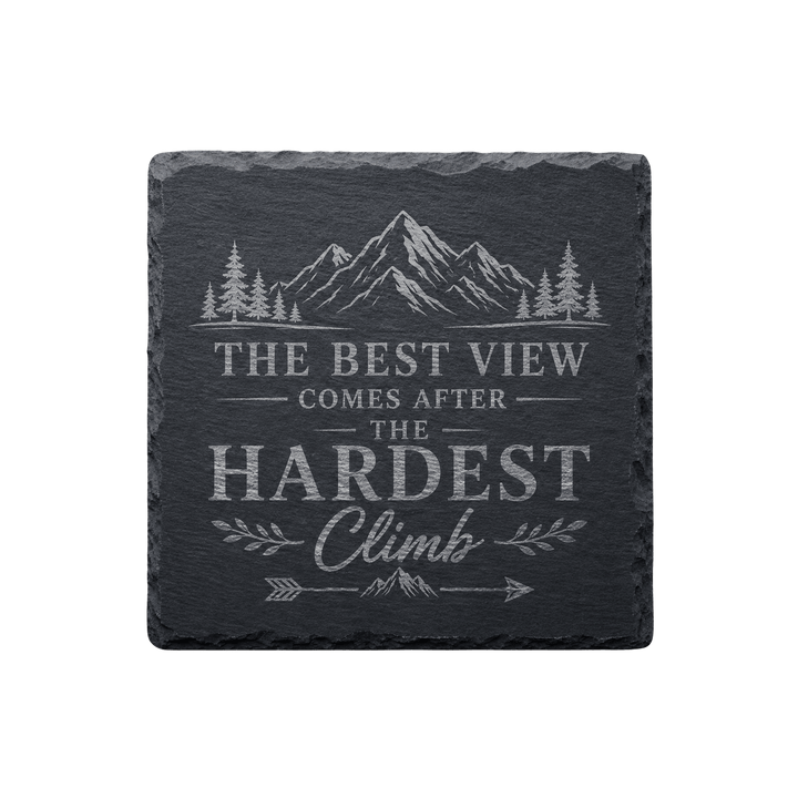 Personalized Natural Slate Coaster – Custom Laser Engraved Stone Drink Coaster