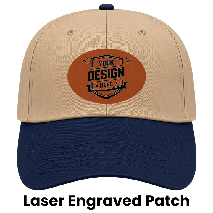 Personalized OTTO CAP 5-Panel Mid Profile Baseball Cap – Custom Laser Engraved Leatherette Patch Snapback