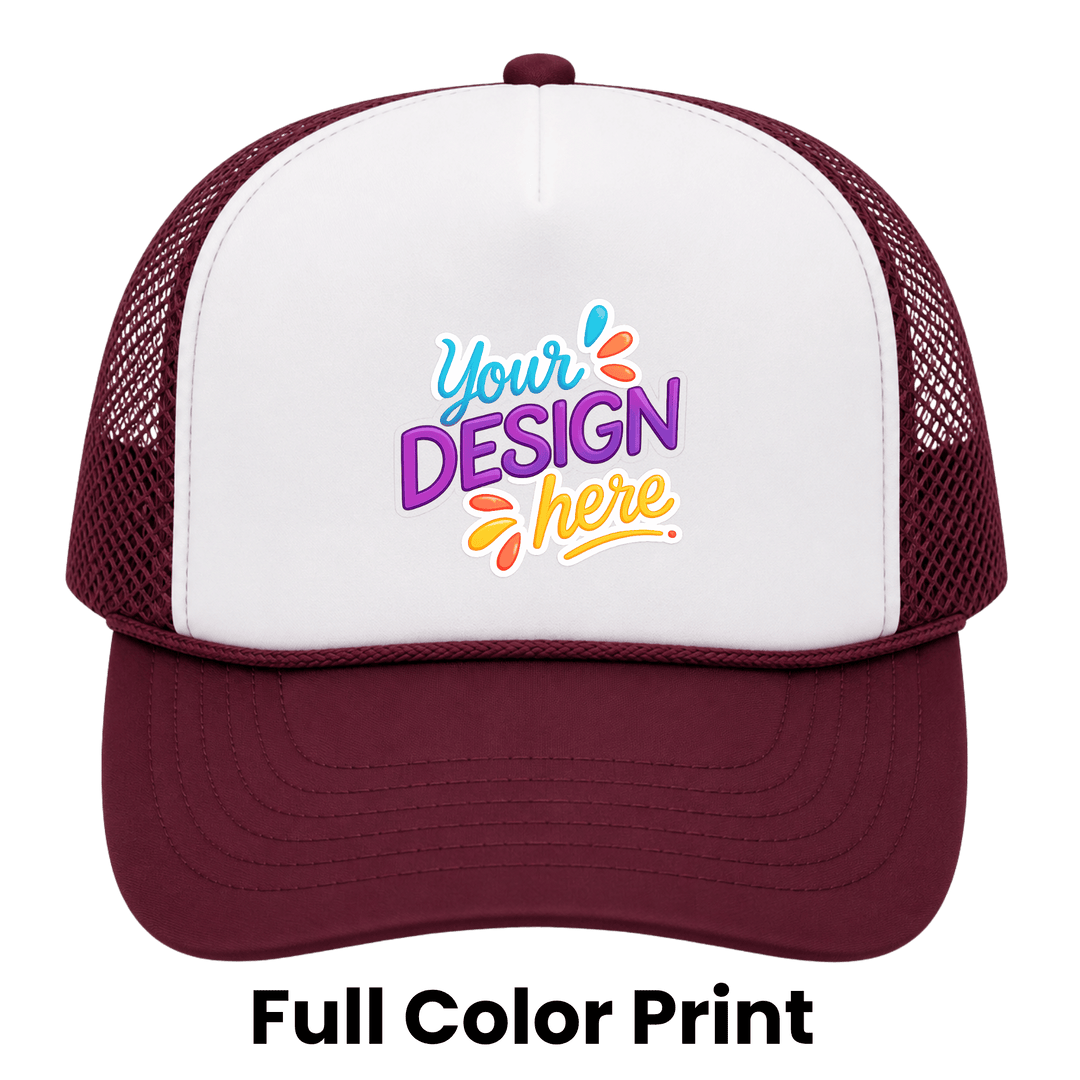 Personalized OTTO CAP 5-Panel Mid Profile Mesh Back Trucker Hat – Custom Full Color DTF Printed Snapback Hat