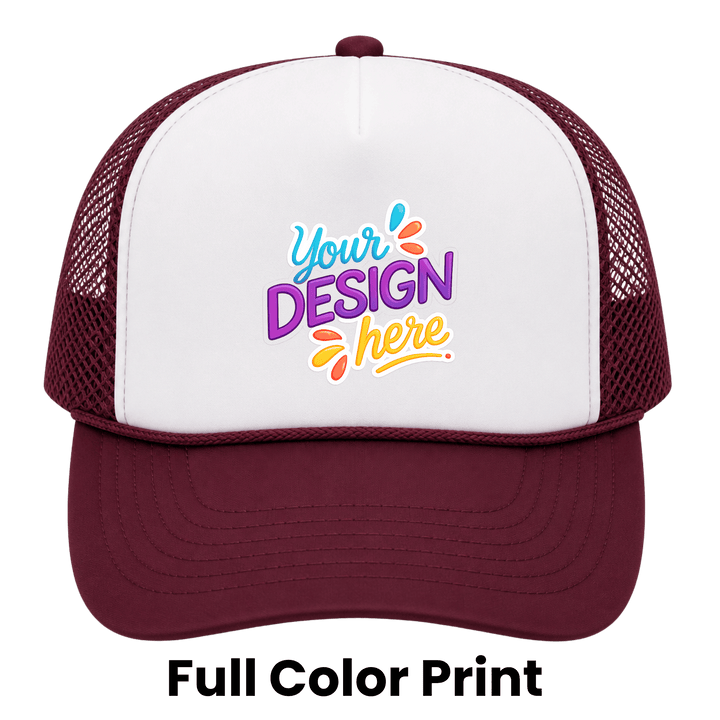 Personalized OTTO CAP 5-Panel Mid Profile Mesh Back Trucker Hat – Custom Full Color DTF Printed Snapback Hat