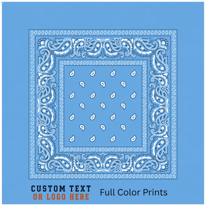 Personalized 100% Cotton Paisley Bandana – Custom Full Color DTF Printed Bandana (22" x 22")