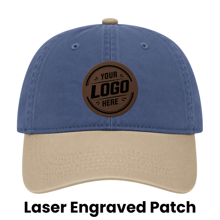 Personalized OTTO CAP 6-Panel Low Profile Dad Hat – Custom Laser Engraved Leatherette Patch Adjustable Cap