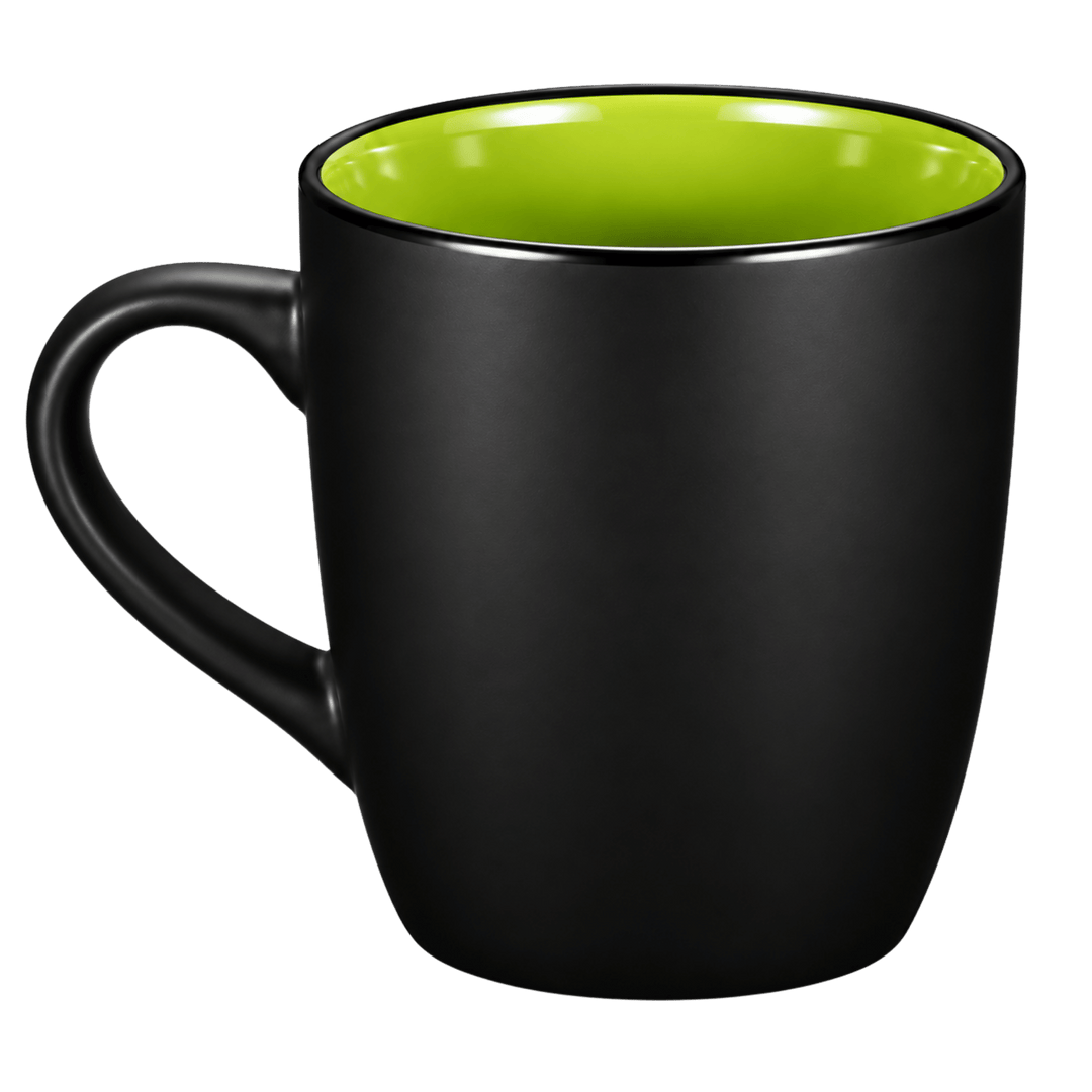 Personalized 12 oz Matte Black Ceramic Mug – Color Interior, Full-Color UV Printed Coffee Cup