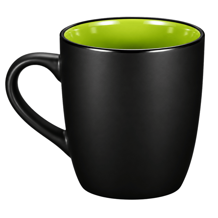 Personalized 12 oz Matte Black Ceramic Mug – Color Interior, Full-Color UV Printed Coffee Cup