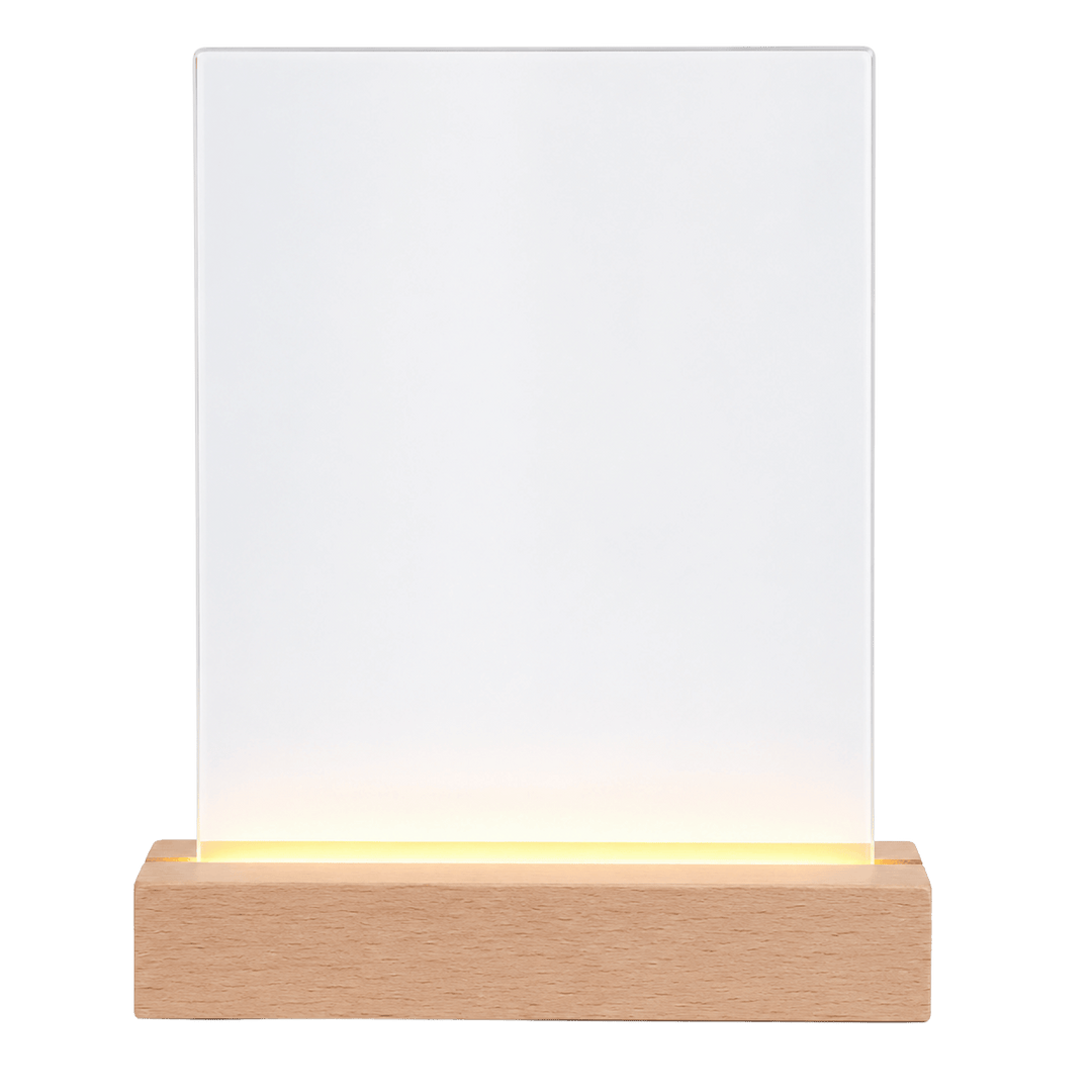 Personalized LED Glass Photo Frame Night Light – 6" x 8" Custom Sublimation Photo Plaque with Wooden LED Base