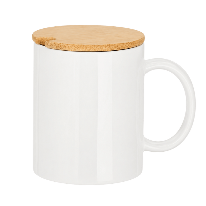 Custom Full Color Print | 11 oz Ceramic Mug with Bamboo Lid &amp; Spoon