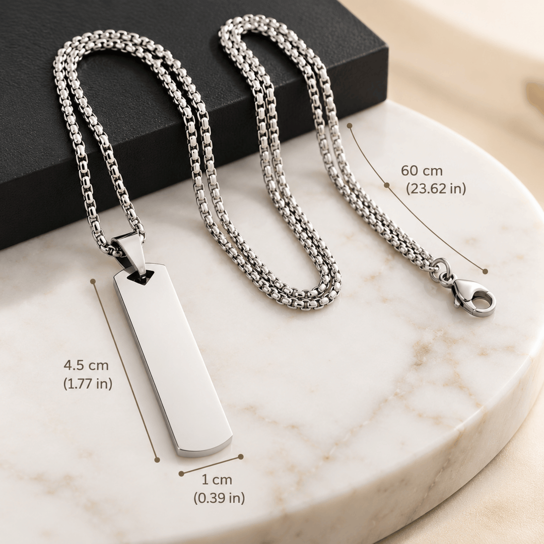 Personalized Engraved Rectangular Bar Necklace | Custom Name &amp; Message