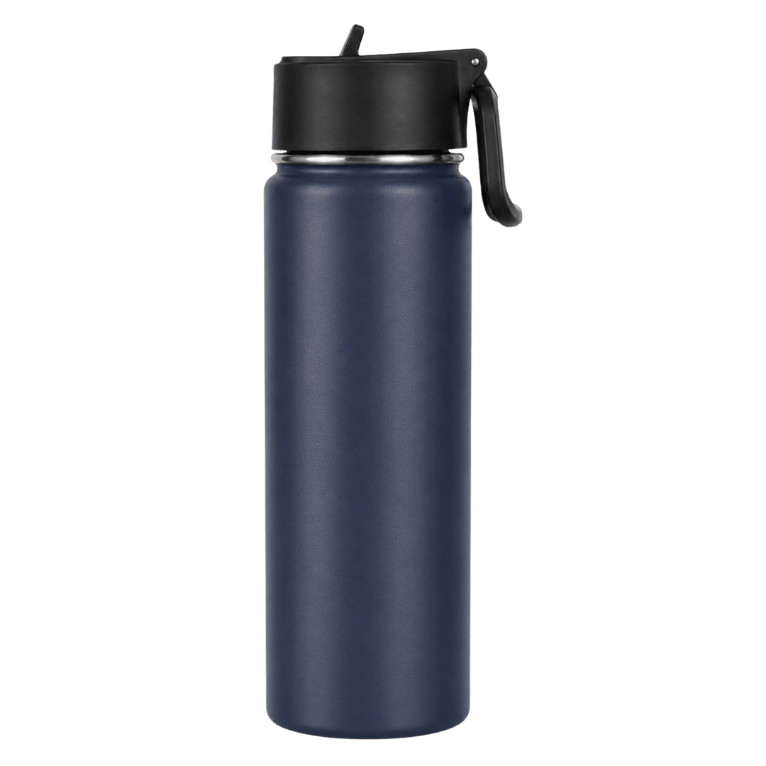 Custom Laser Engraved 22 oz Stainless Steel Water Bottle with Straw &amp; Carry Handle