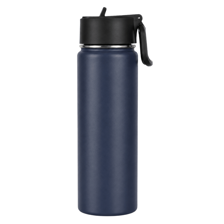 Custom Laser Engraved 22 oz Stainless Steel Water Bottle with Straw &amp; Carry Handle
