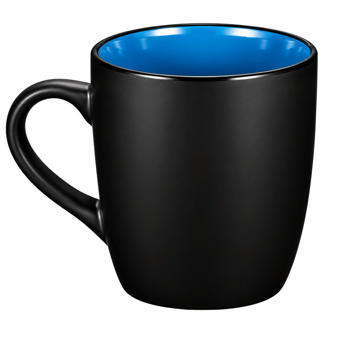 Personalized 12 oz Matte Black Ceramic Mug – Color Interior, Full-Color UV Printed Coffee Cup