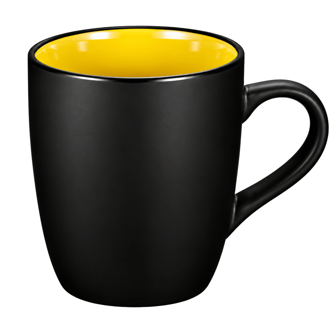 Personalized 12 oz Matte Black Ceramic Mug – Color Interior, Full-Color UV Printed Coffee Cup