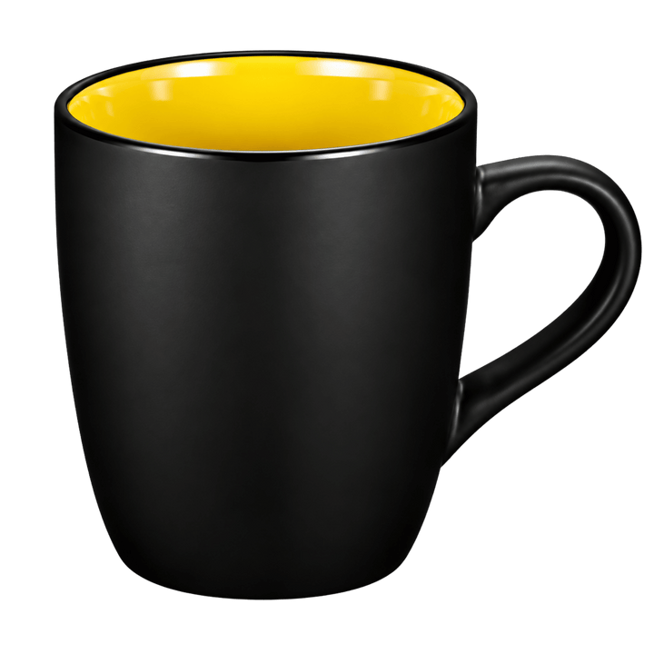Personalized 12 oz Matte Black Ceramic Mug – Color Interior, Full-Color UV Printed Coffee Cup