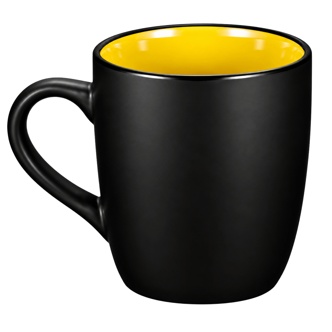 Personalized 12 oz Matte Black Ceramic Mug – Color Interior, Full-Color UV Printed Coffee Cup