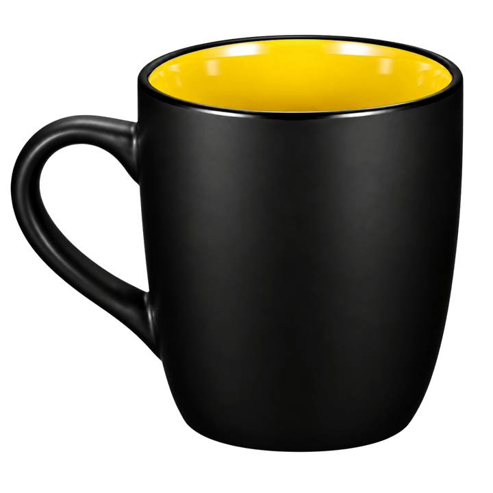 Personalized 12 oz Matte Black Ceramic Mug – Color Interior, Full-Color UV Printed Coffee Cup
