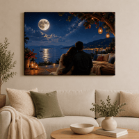 Moonlight & Us Romantic Canvas Wall Art