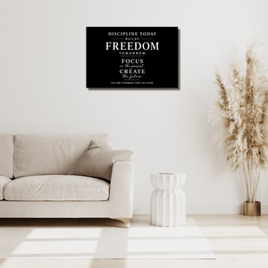 Discipline Today Freedom Tomorrow Motivational Canvas Wall Art