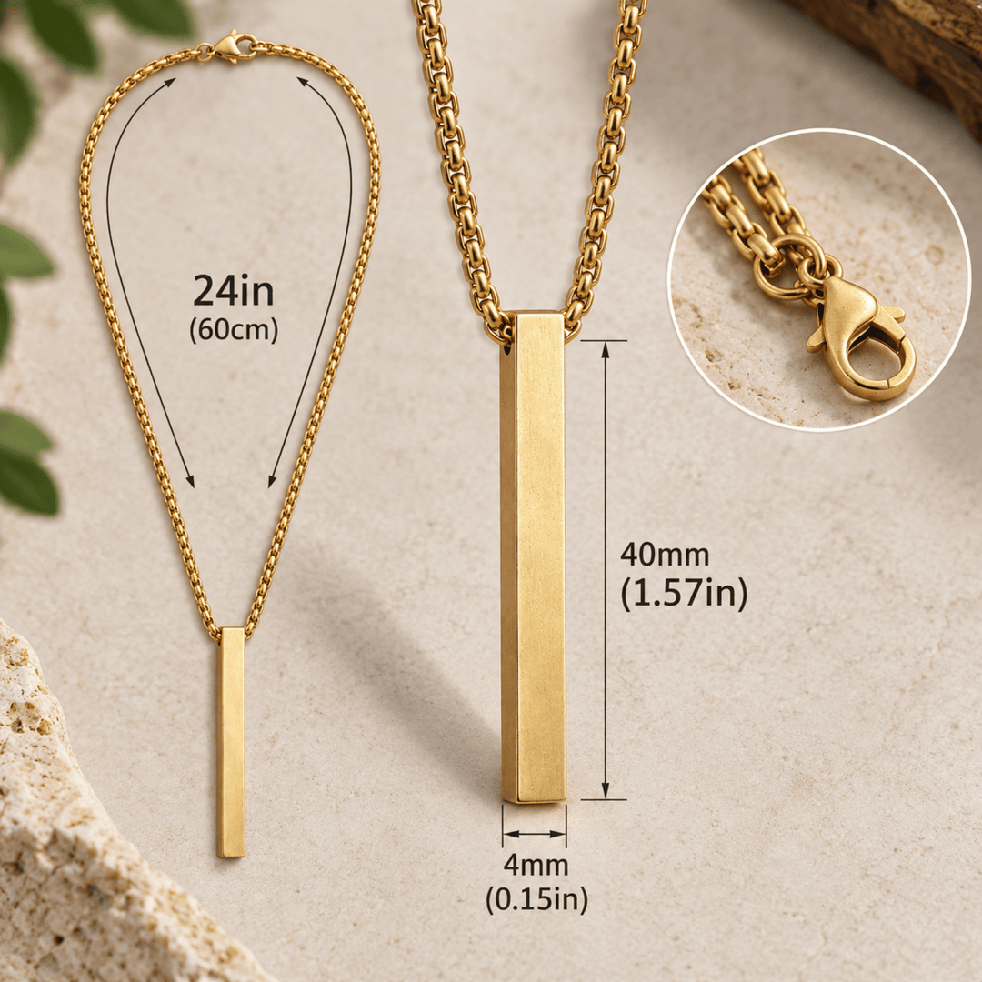 Personalized Engraved Slim Bar Necklace | Custom Name &amp; Initials