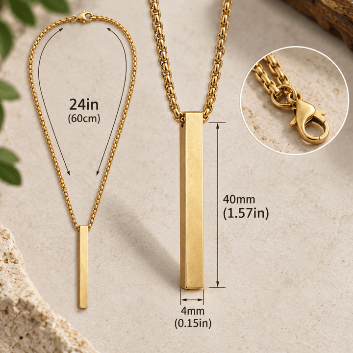 Personalized Engraved Slim Bar Necklace | Custom Name &amp; Initials
