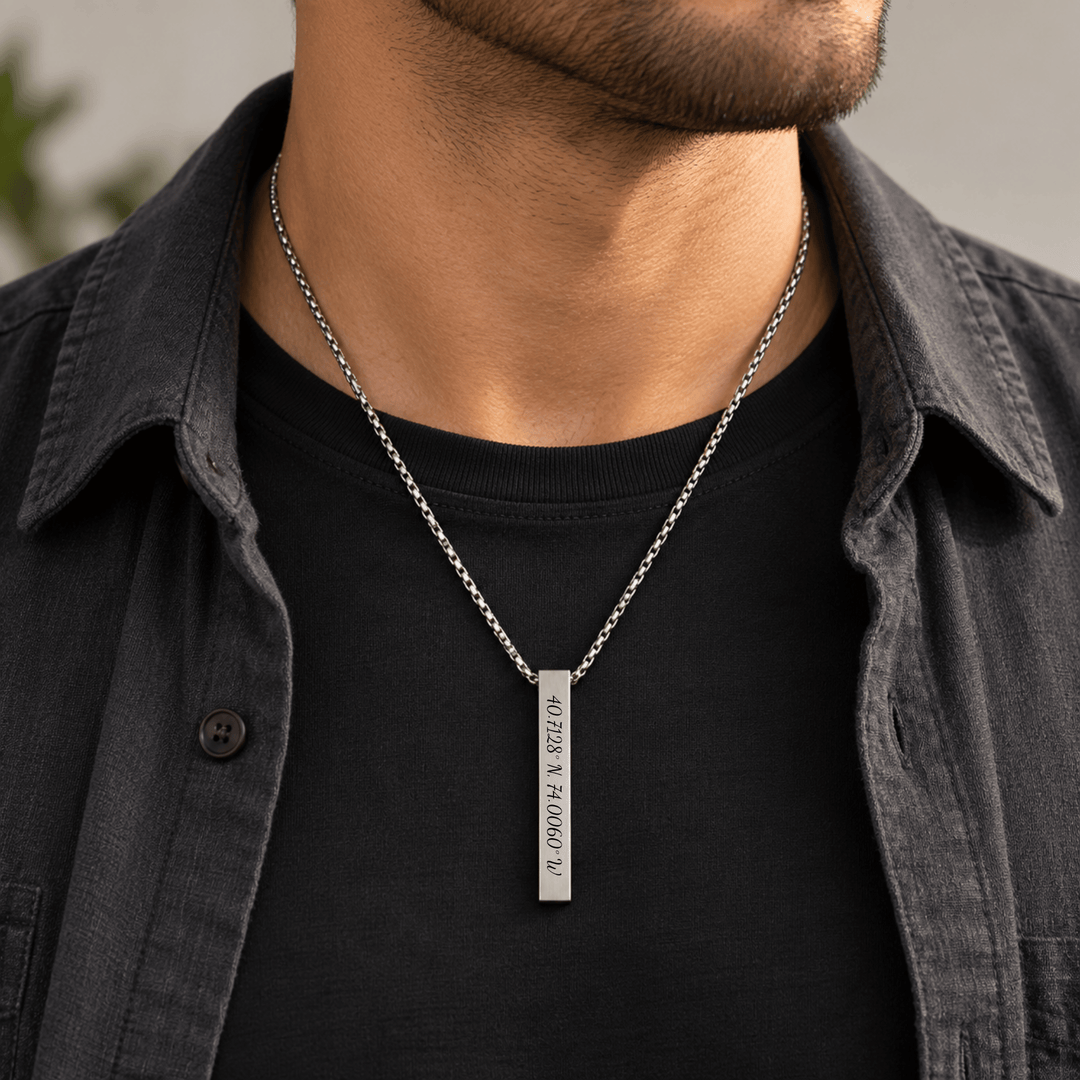 Personalized Engraved Slim Bar Necklace | Custom Name &amp; Initials