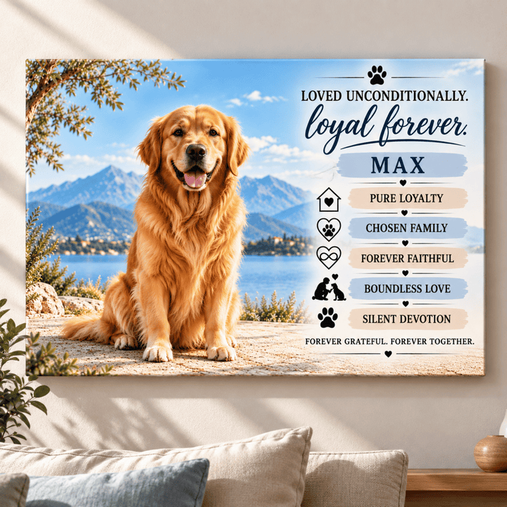 Personalized Dog Portrait Canvas | Custom Dog Photo &amp; Name Wall Art