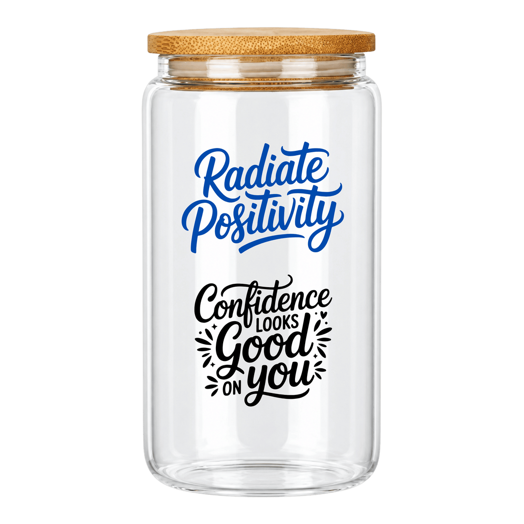 Personalized 16 oz Glass Tumbler with Bamboo Lid &amp; Straw – Full Color UV Print