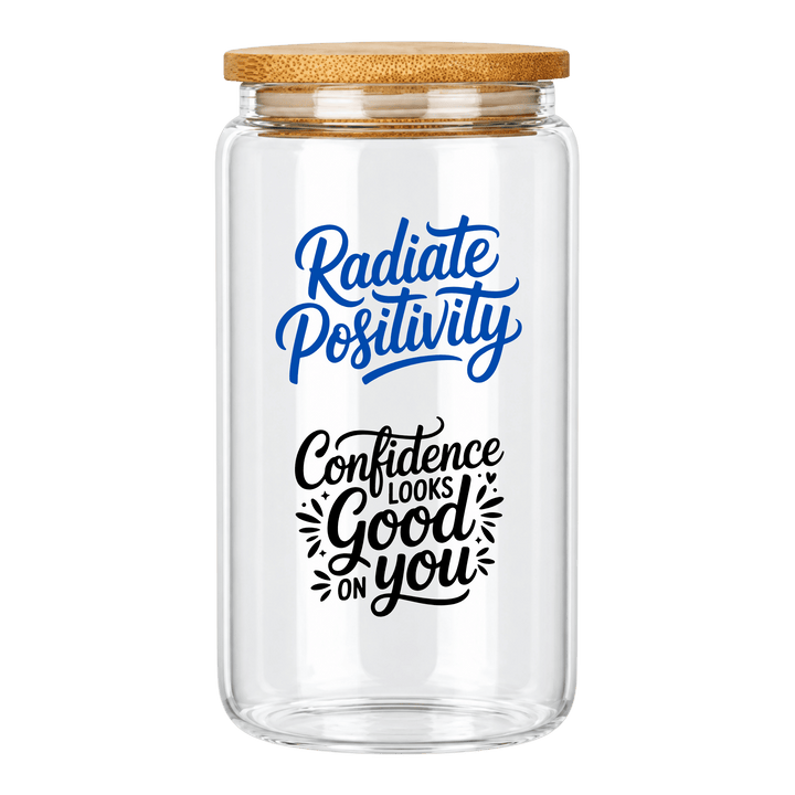 Personalized 16 oz Glass Tumbler with Bamboo Lid &amp; Straw – Full Color UV Print