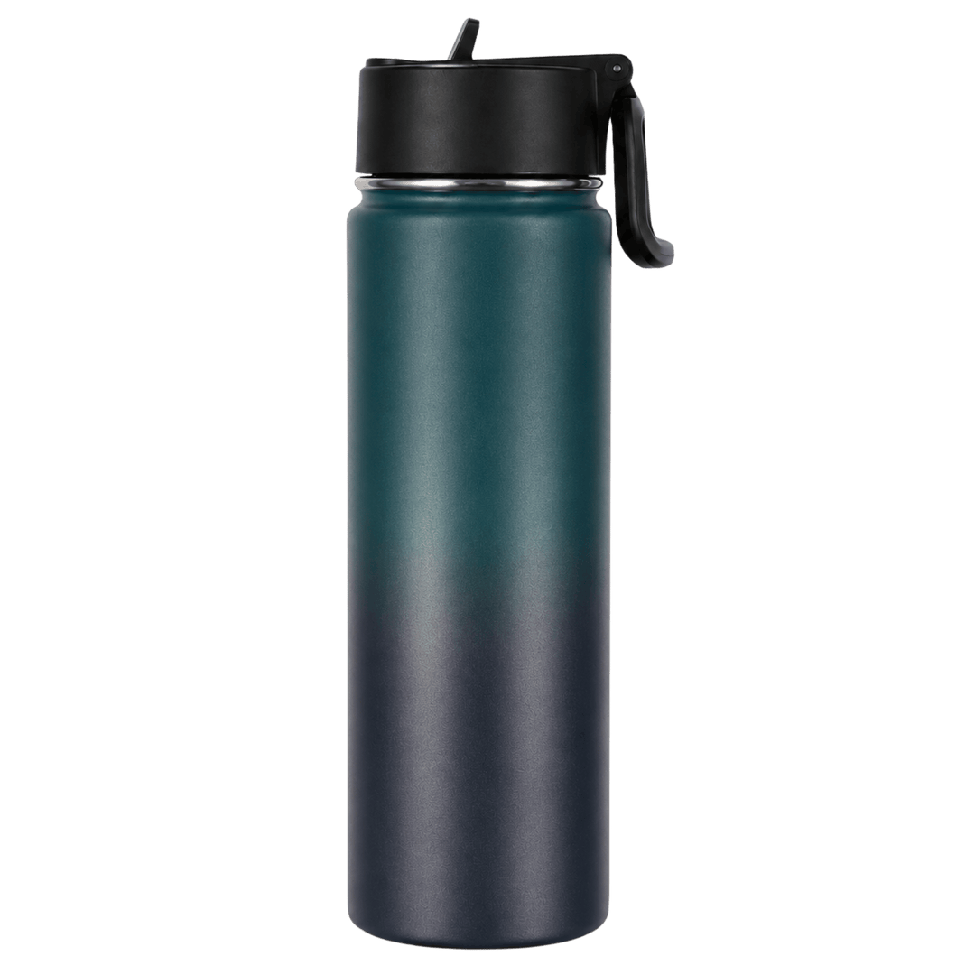 Custom Laser Engraved 22 oz Stainless Steel Water Bottle with Straw &amp; Carry Handle