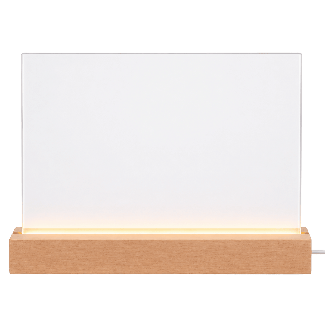 Personalized LED Glass Photo Frame Night Light – 6" x 8" Custom Sublimation Photo Plaque with Wooden LED Base