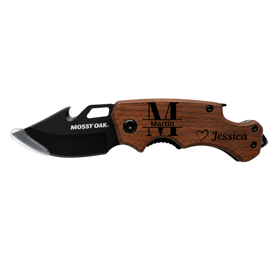 Personalized Engraved Folding Pocket Knife | 7 Wood Handle Models | Custom Name, Monogram &amp; Text | Everyday Carry (EDC) Gift