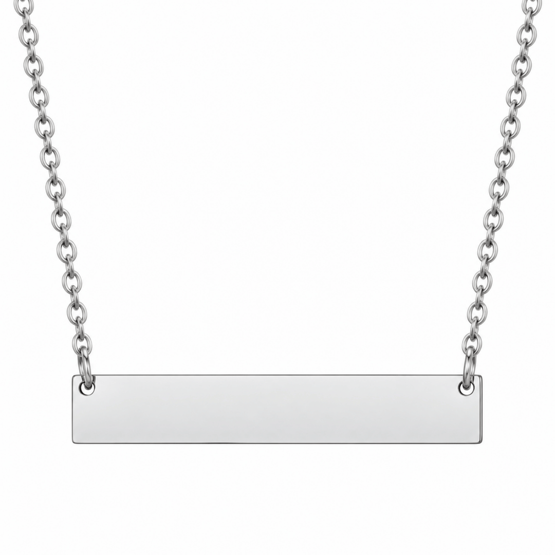 Personalized Engraved Horizontal Bar Necklace | Custom Name &amp; Message