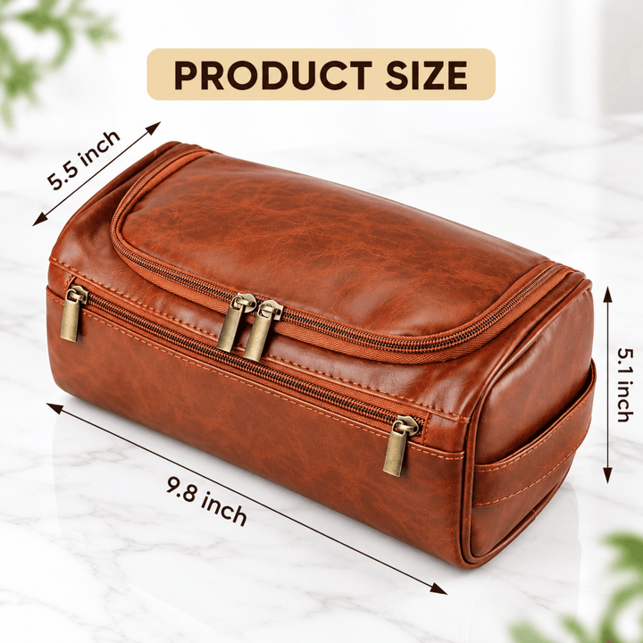 Personalized Faux Leather Toiletry Bag – Custom Travel Dopp Kit for Men &amp; Women