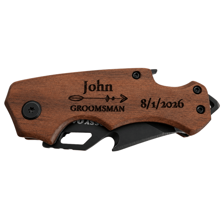 Personalized Engraved Folding Pocket Knife | 7 Wood Handle Models | Custom Name, Monogram &amp; Text | Everyday Carry (EDC) Gift