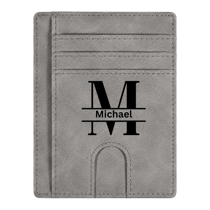 Personalized RFID Minimalist Wallet For Men | Custom Laser Engraved Leatherette Card Holder