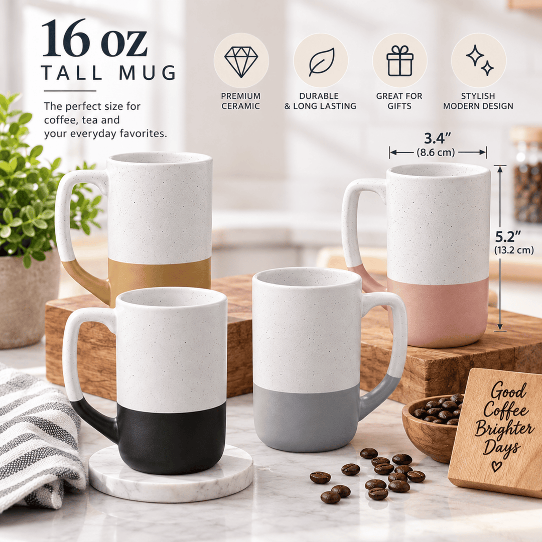 Personalized 16 oz Ceramic Coffee Mug with Handle – Full Color UV Print
