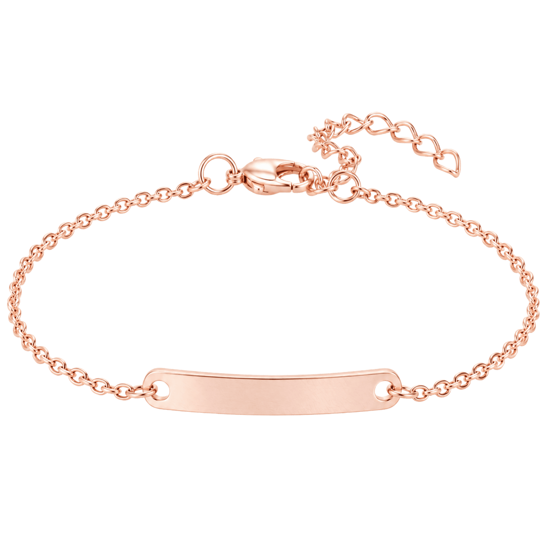 Personalized Engraved Curved Bar Bracelet | Custom Name &amp; Initials