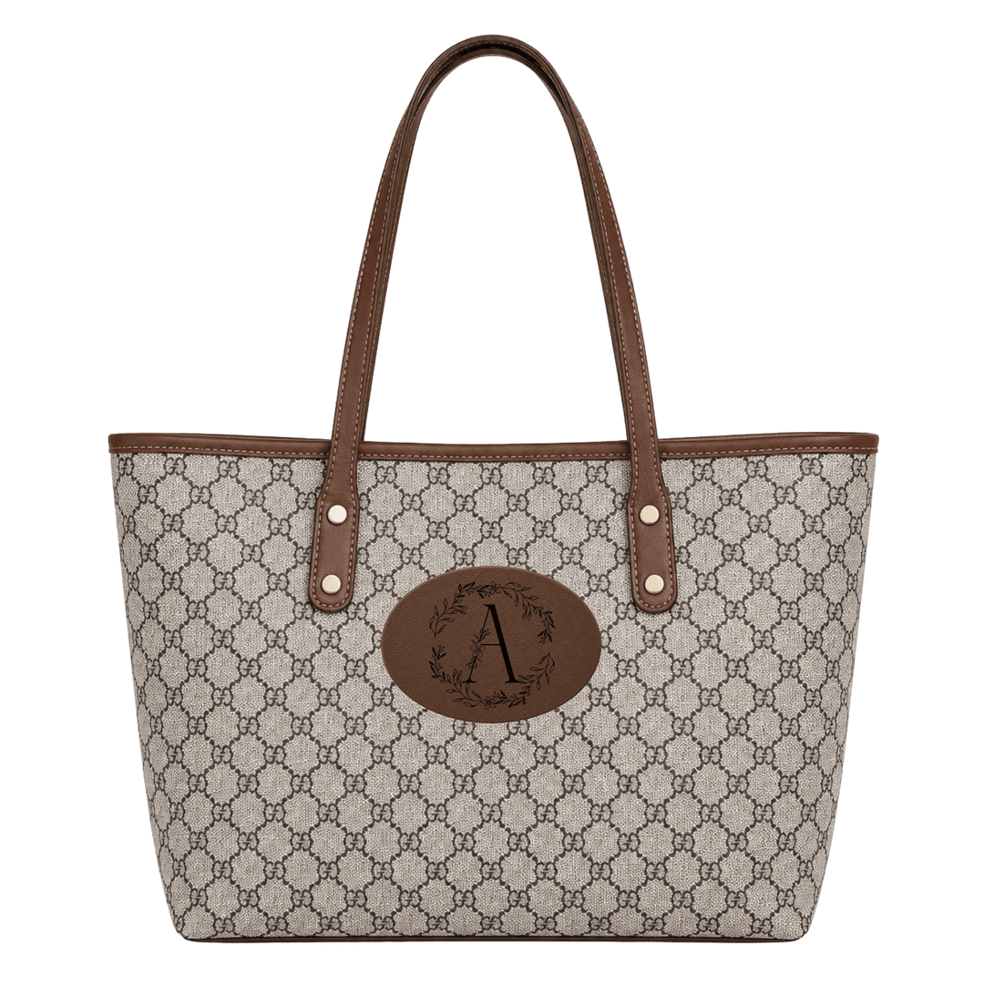 Personalized Vegan Leather Handbag with Custom Engraved Patch