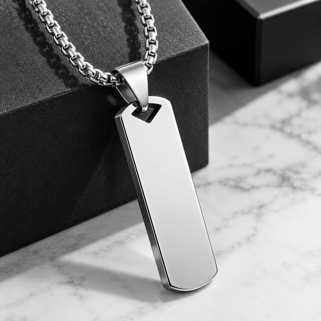 Personalized Engraved Rectangular Bar Necklace | Custom Name &amp; Message