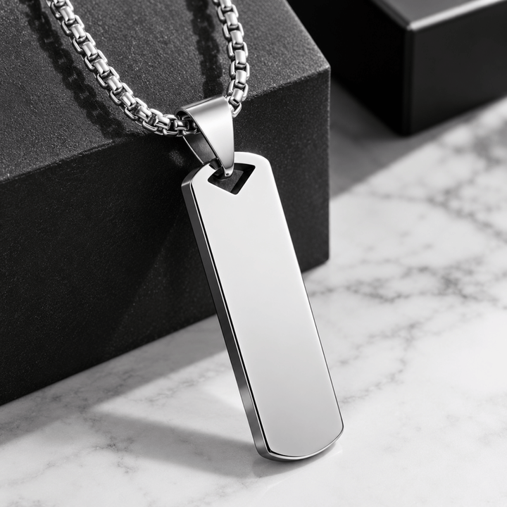 Personalized Engraved Rectangular Bar Necklace | Custom Name &amp; Message