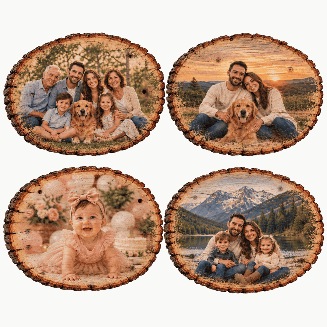 Personalized Oval Wood Photo Plaque | Full Color UV Print | Natural Basswood