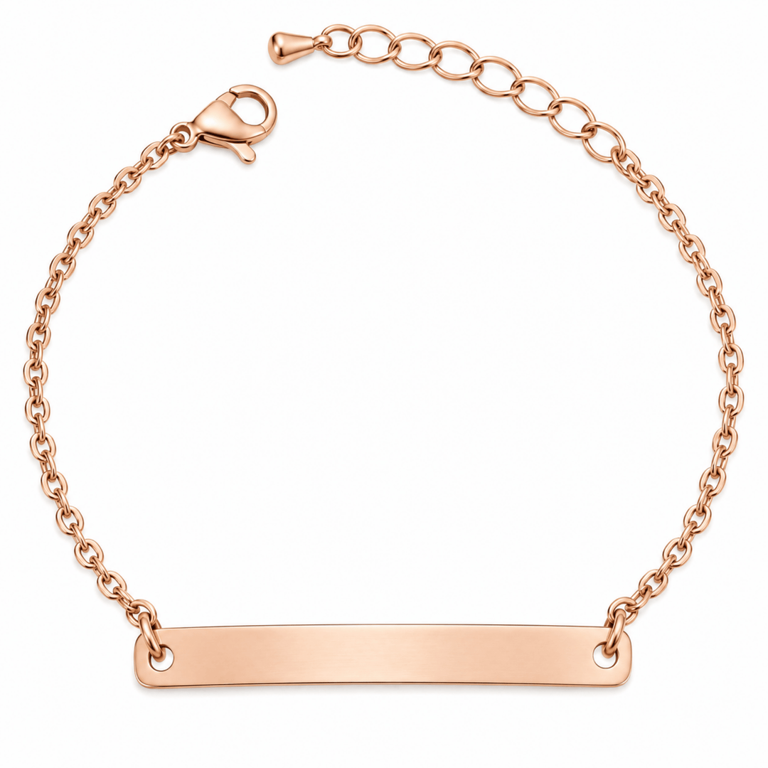 Personalized Engraved Long Bar Bracelet | Custom Name &amp; Message