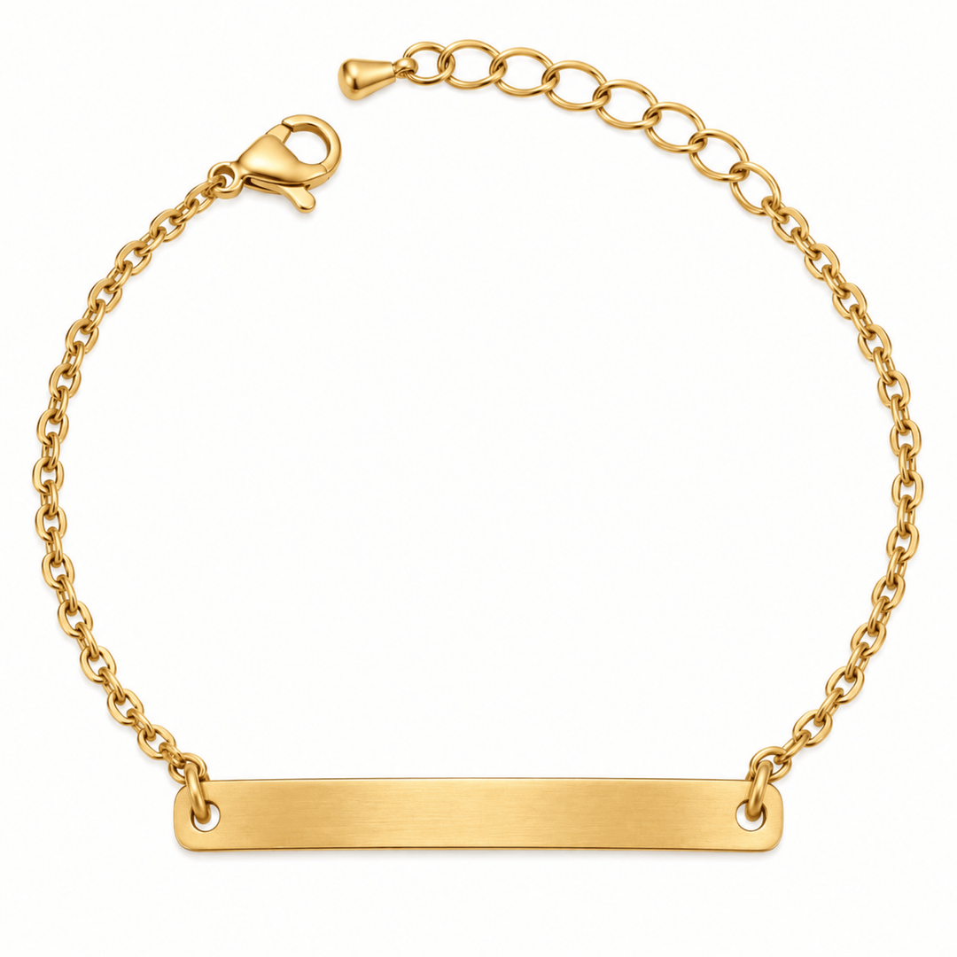 Personalized Engraved Long Bar Bracelet | Custom Name &amp; Message