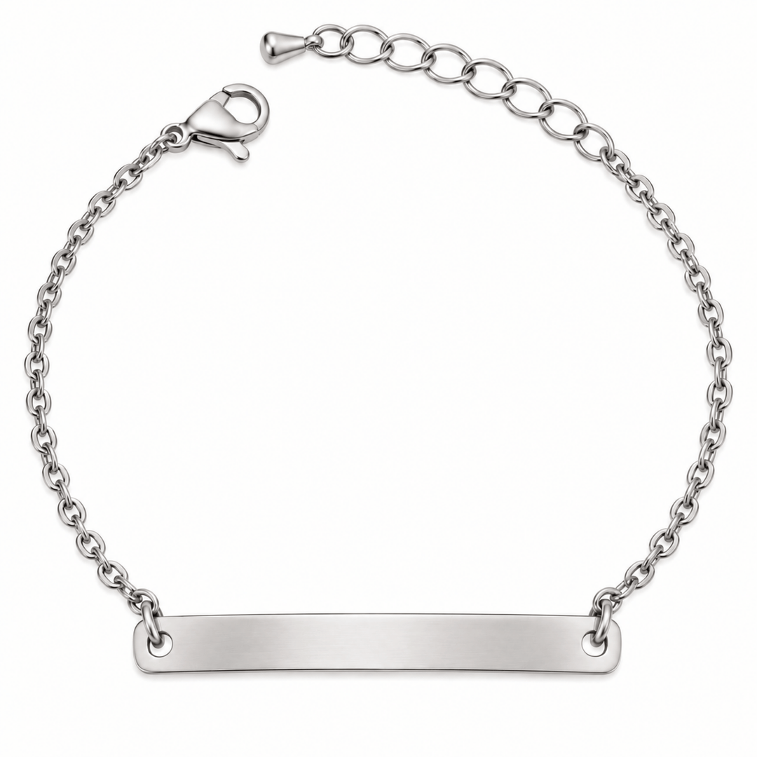 Personalized Engraved Long Bar Bracelet | Custom Name &amp; Message
