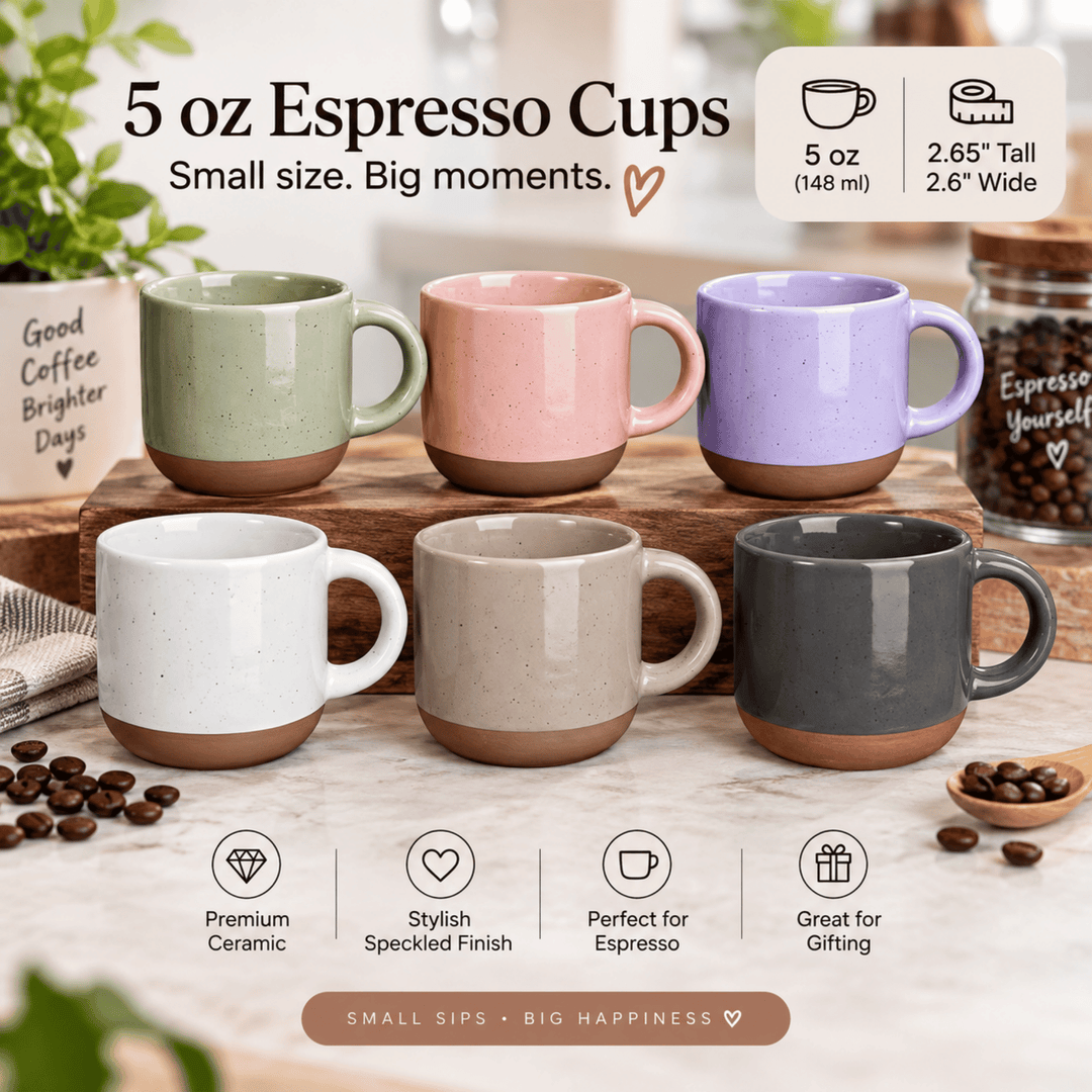 Personalized 5 oz Ceramic Espresso Cup with Handle – Full Color UV Print