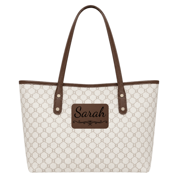 Personalized Vegan Leather Handbag with Custom Engraved Patch