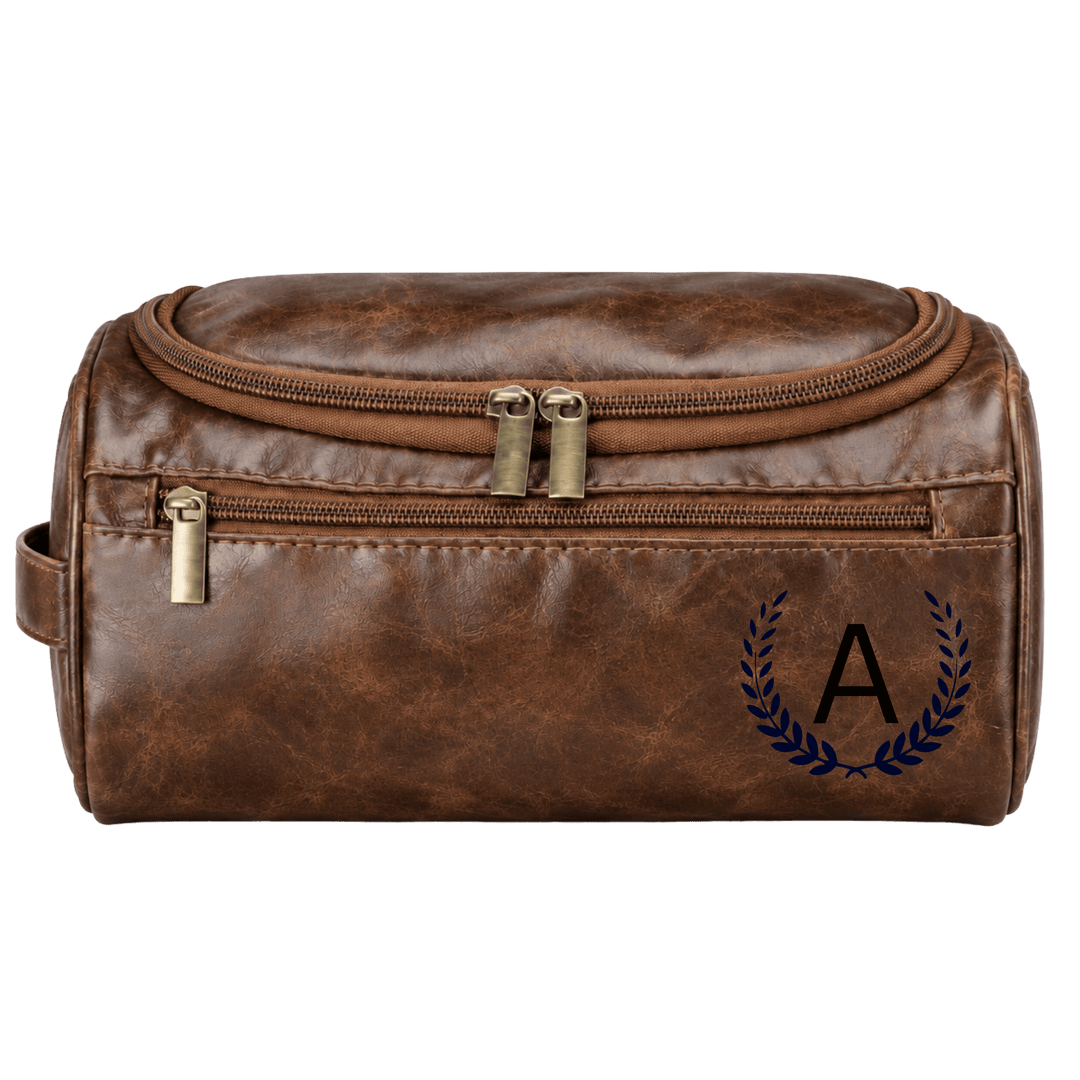 Personalized Faux Leather Toiletry Bag – Custom Travel Dopp Kit for Men &amp; Women