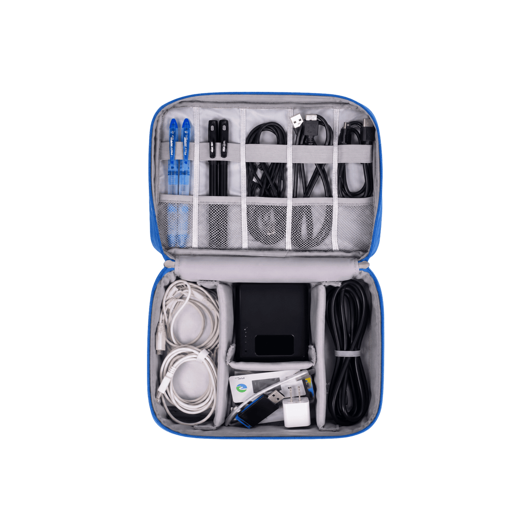 Personalized Electronics Organizer Case – Laser Engraved Leatherette Patch Travel Cable Organizer