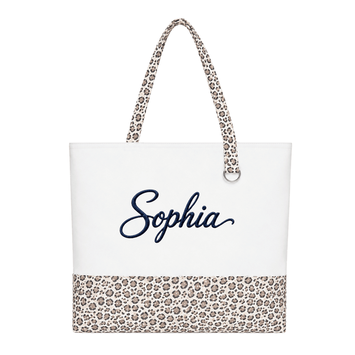 Personalized Embroidered Canvas Tote Bag with Zipper - Custom Name, Initials &amp; Monogram